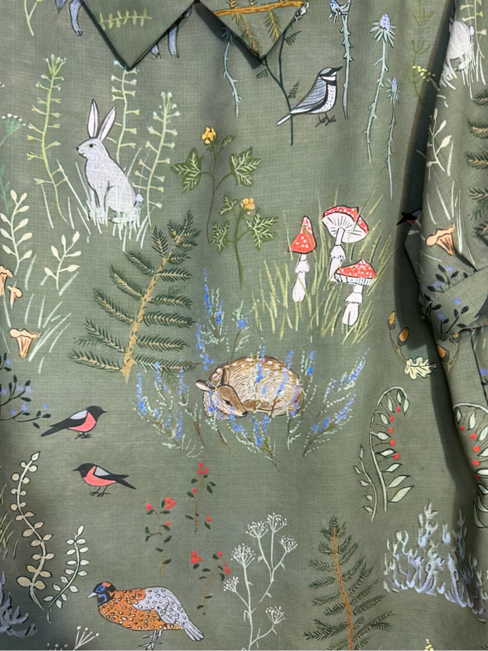 women's casual forest animal print short sleeve blouse XL - Picture 3 of 8